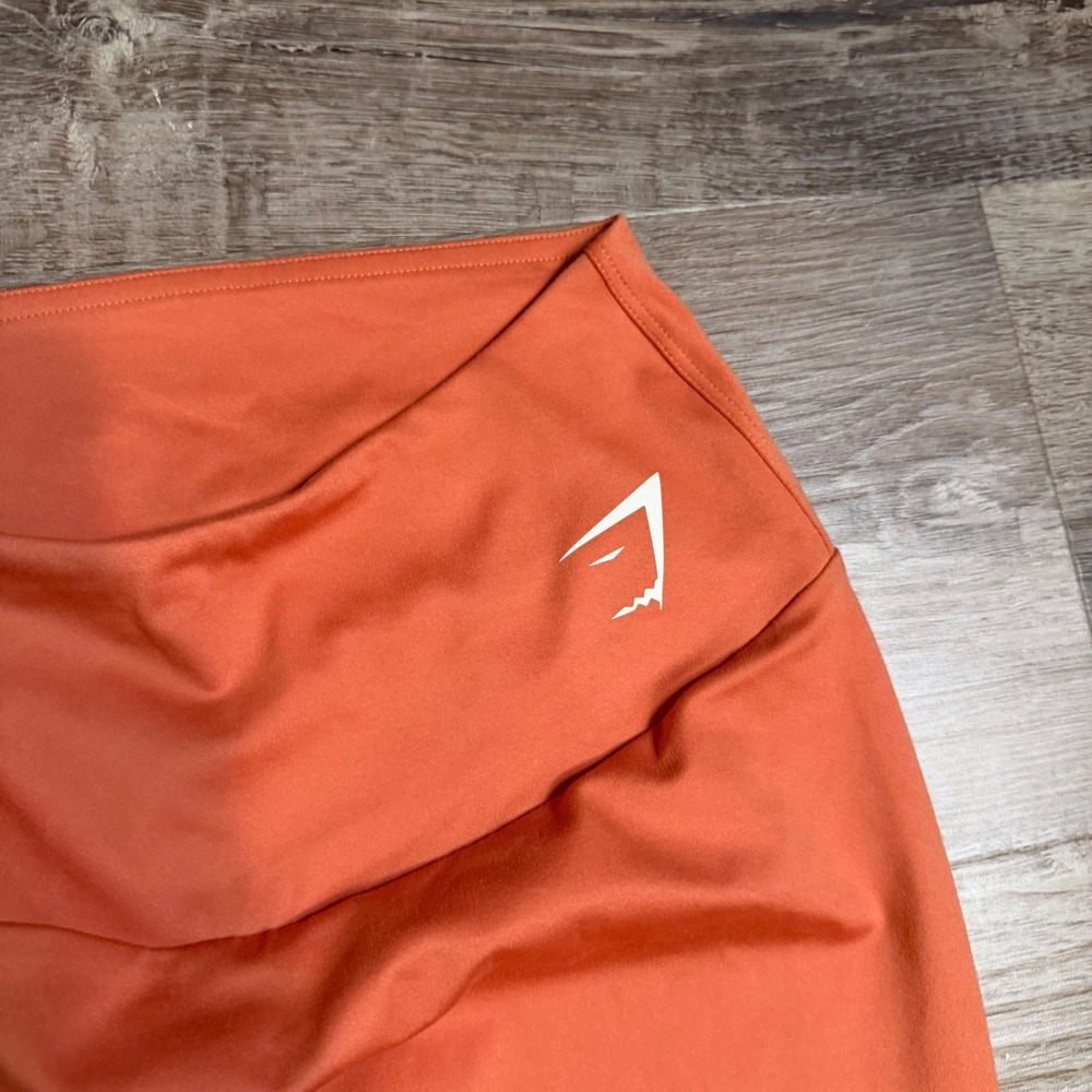 Gymshark Orange High Waisted Crossover Leggings Womens Medium B1A1V Athletic - Picture 4 of 5